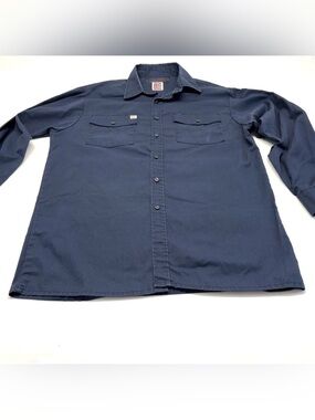 Big Bill Men's Size Large Navy Blue Long Sleeve Button-Up Work Shirt #147